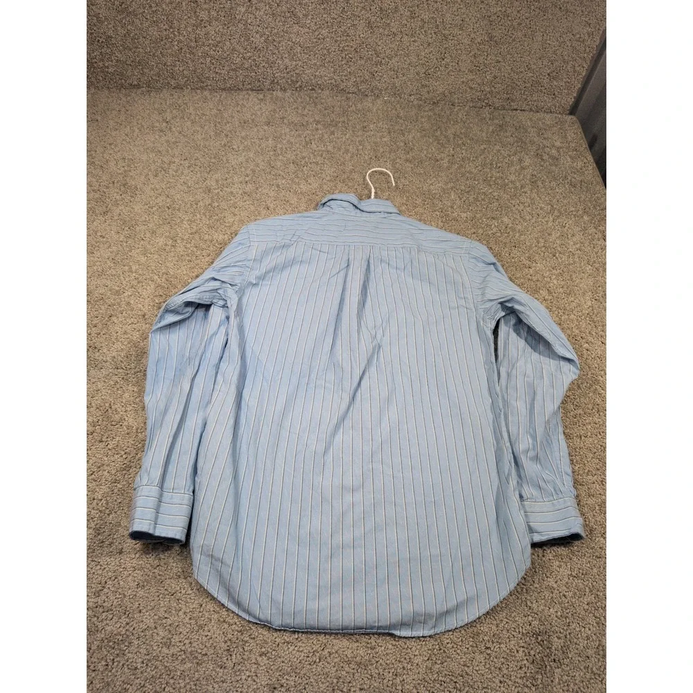 Ralph Lauren Kids Blue White‎ Striped Button Down Shirt Cotton Size L 14-16
